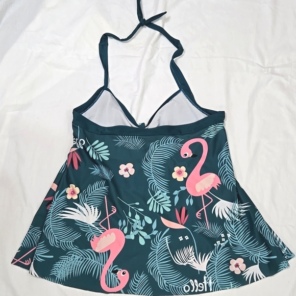 SEA GROVE Green Tropical Flamingo Print 2-Piece Swim Set Bottoms New, size XXL - Picture 3 of 8